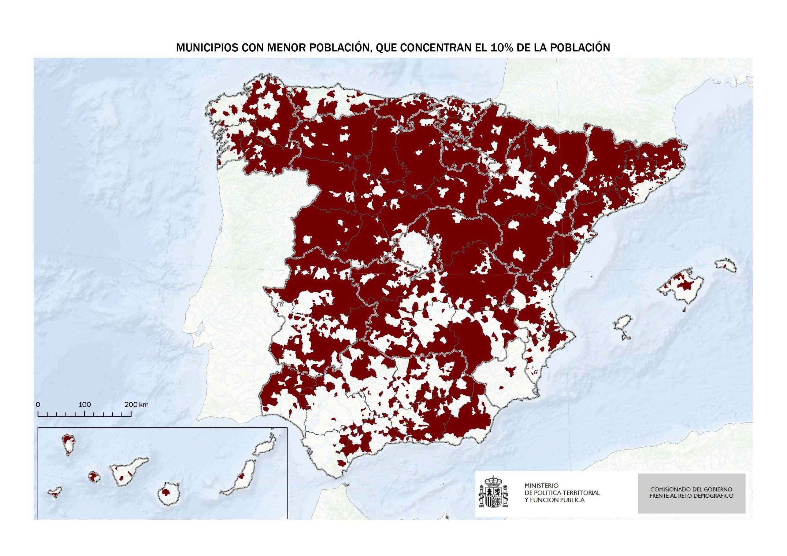 El 10% de la población española se extiende por casi el 70% del territorio