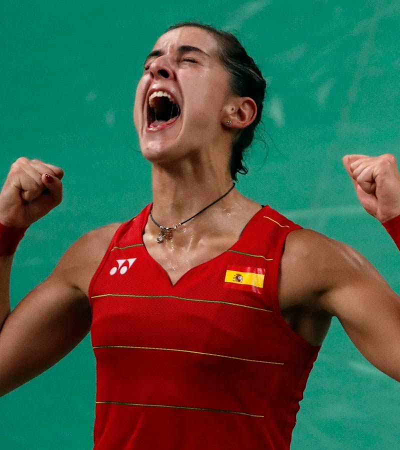 Carolina Marín, gritando en la final de bádminton de Río 2016