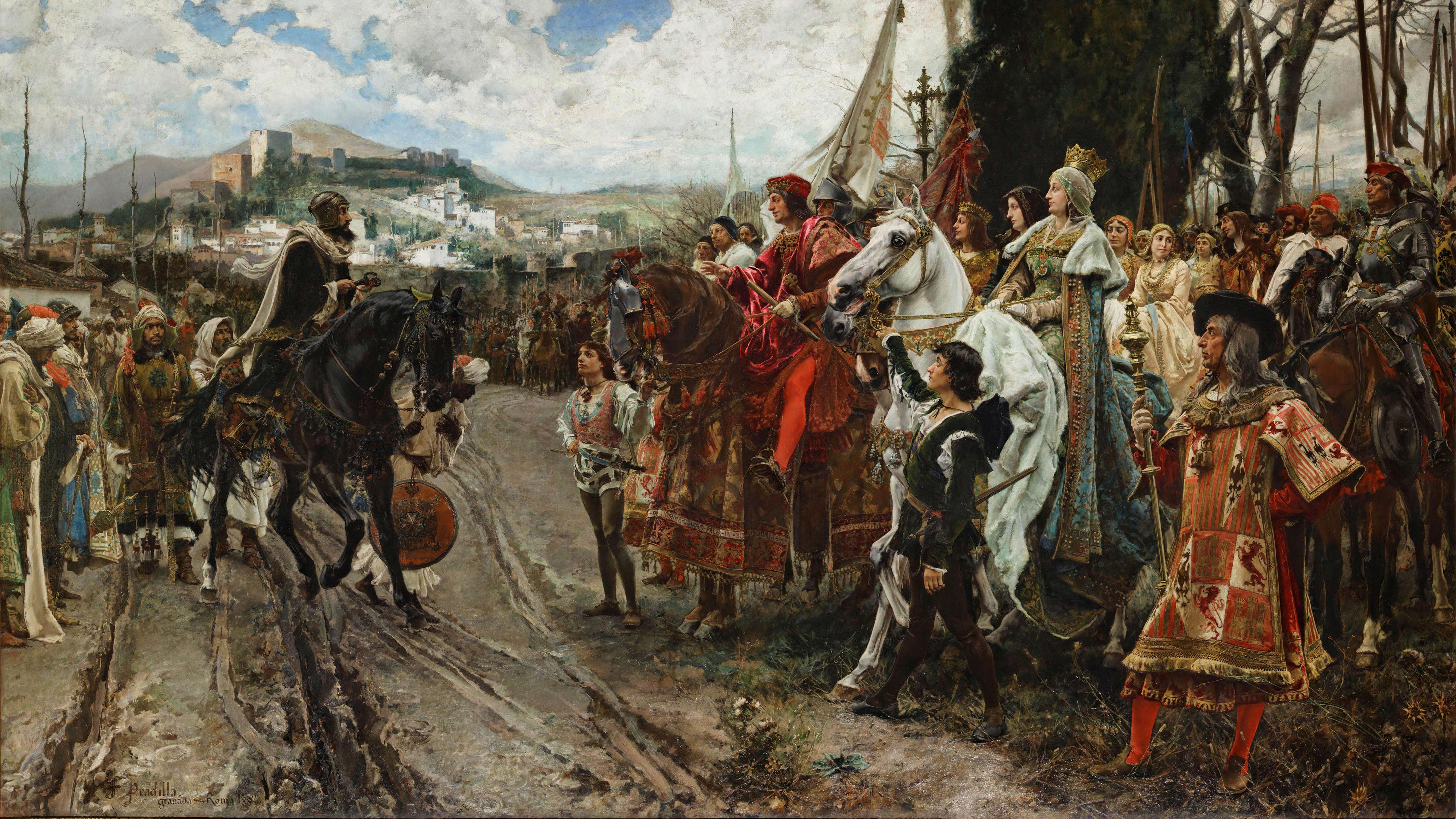 Cuadro de la rendición de Granada en la serie Isable