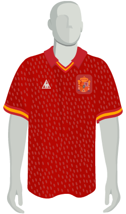 camiseta de la selección española en 1990