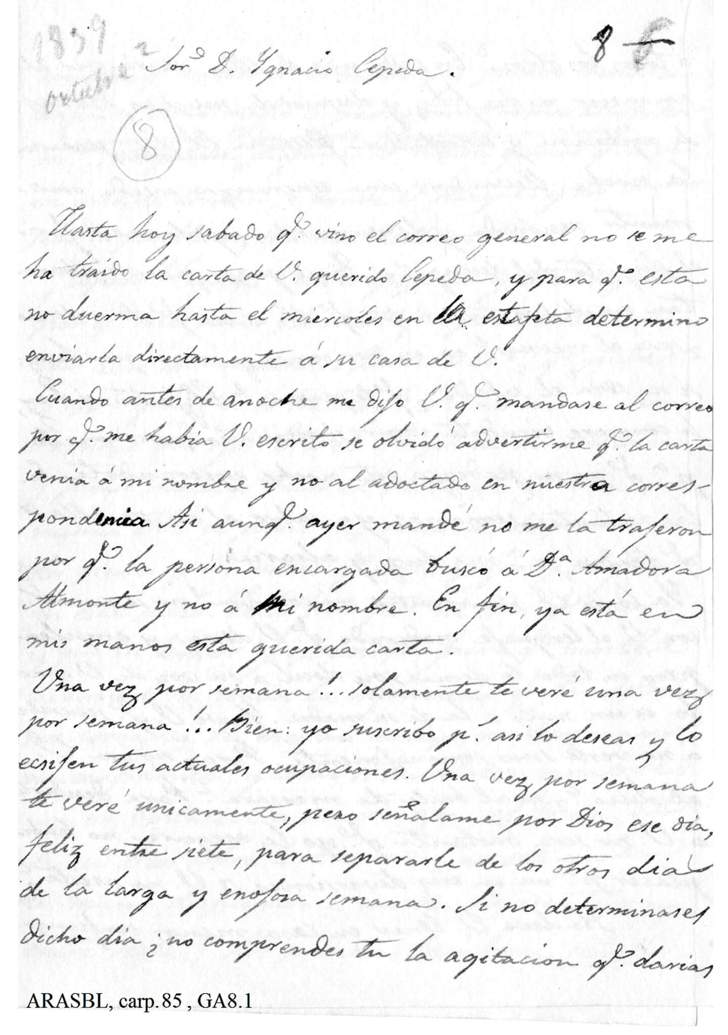 CARTA DE GERTRUDIS GÓMEZ DE AVELLANEDA - (10/1839) - 1