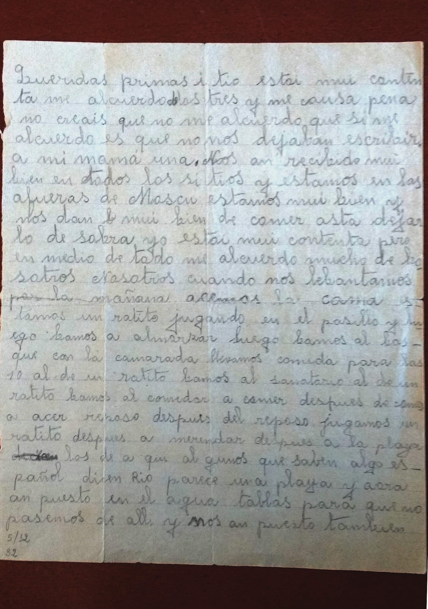 Carta de Laura García Pindado (12 años), verano de 1937 - 1