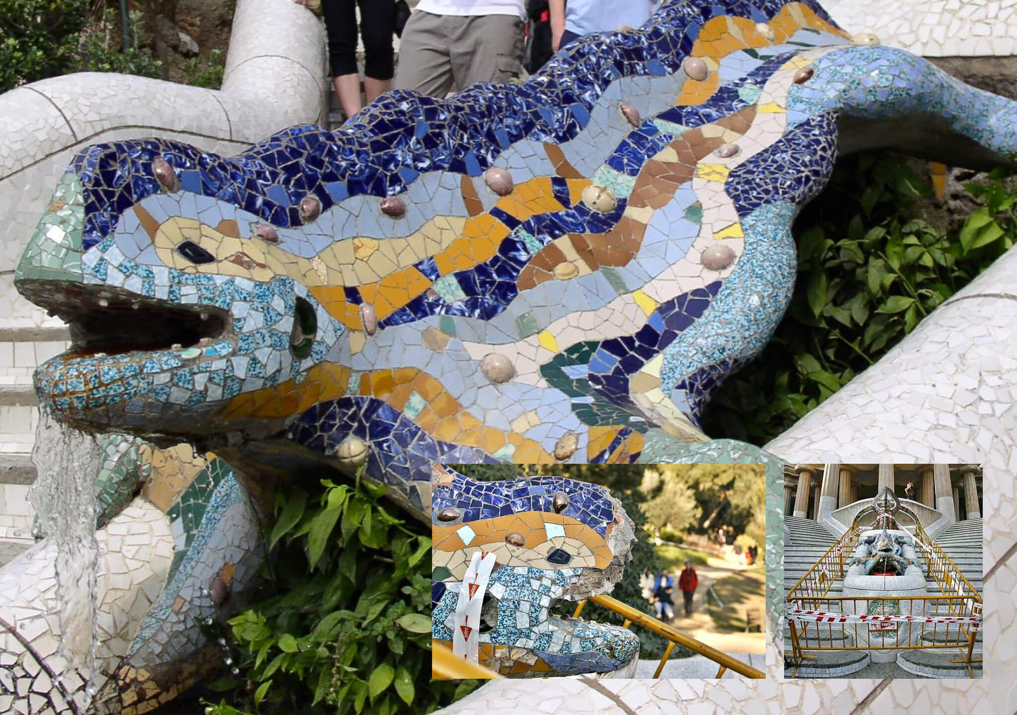 El dragón del Parque Güell y la piedra de 500 kg