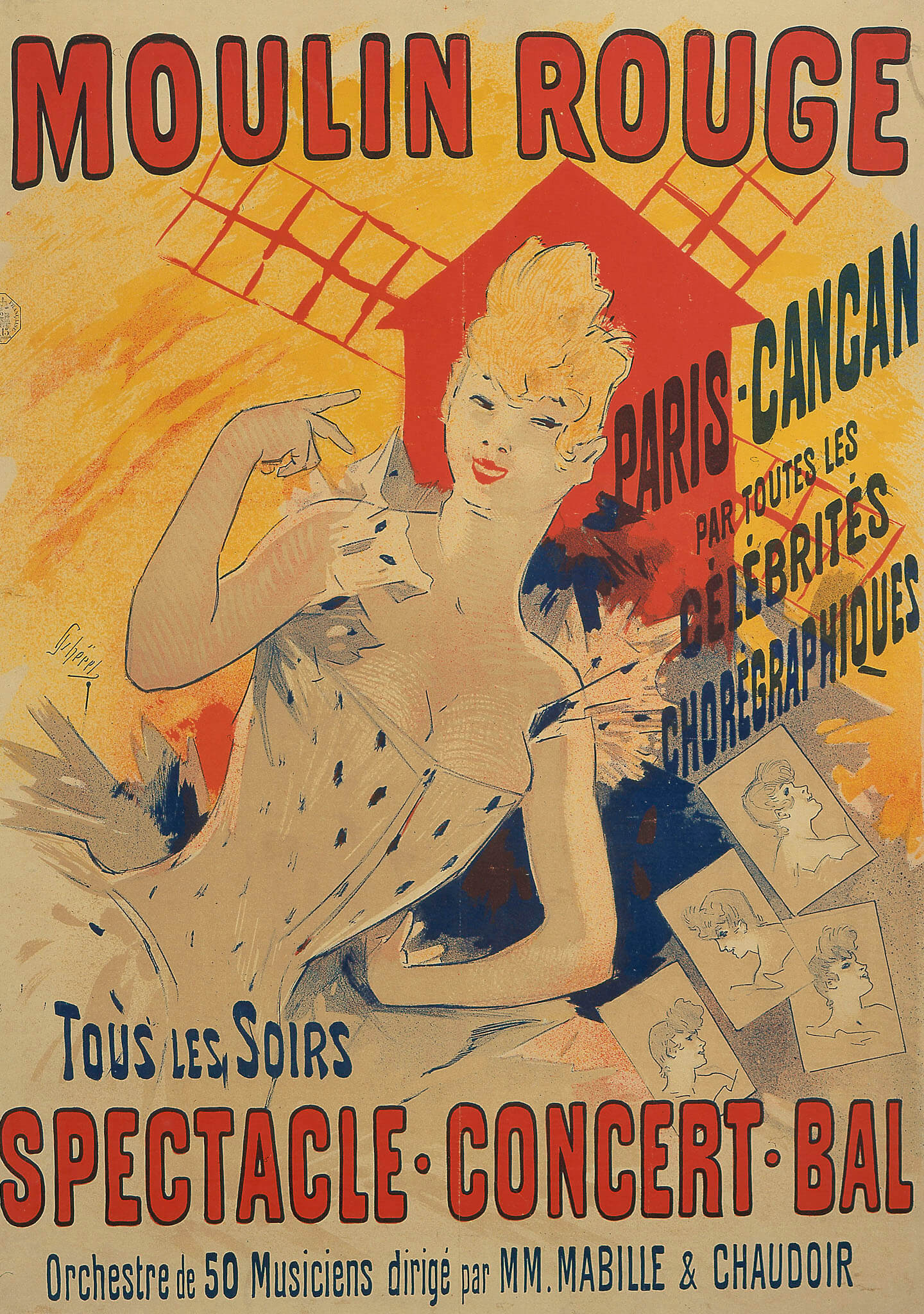 'Paris Cancán-Moulin Rouge', 1890. Cheret