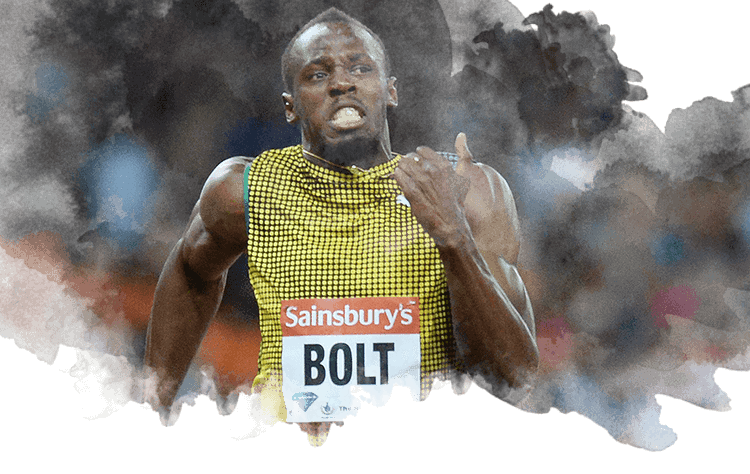 Usain Bolt corriendo la prueba de 100 metres en la liga de Diamante de la IAAF de 2013