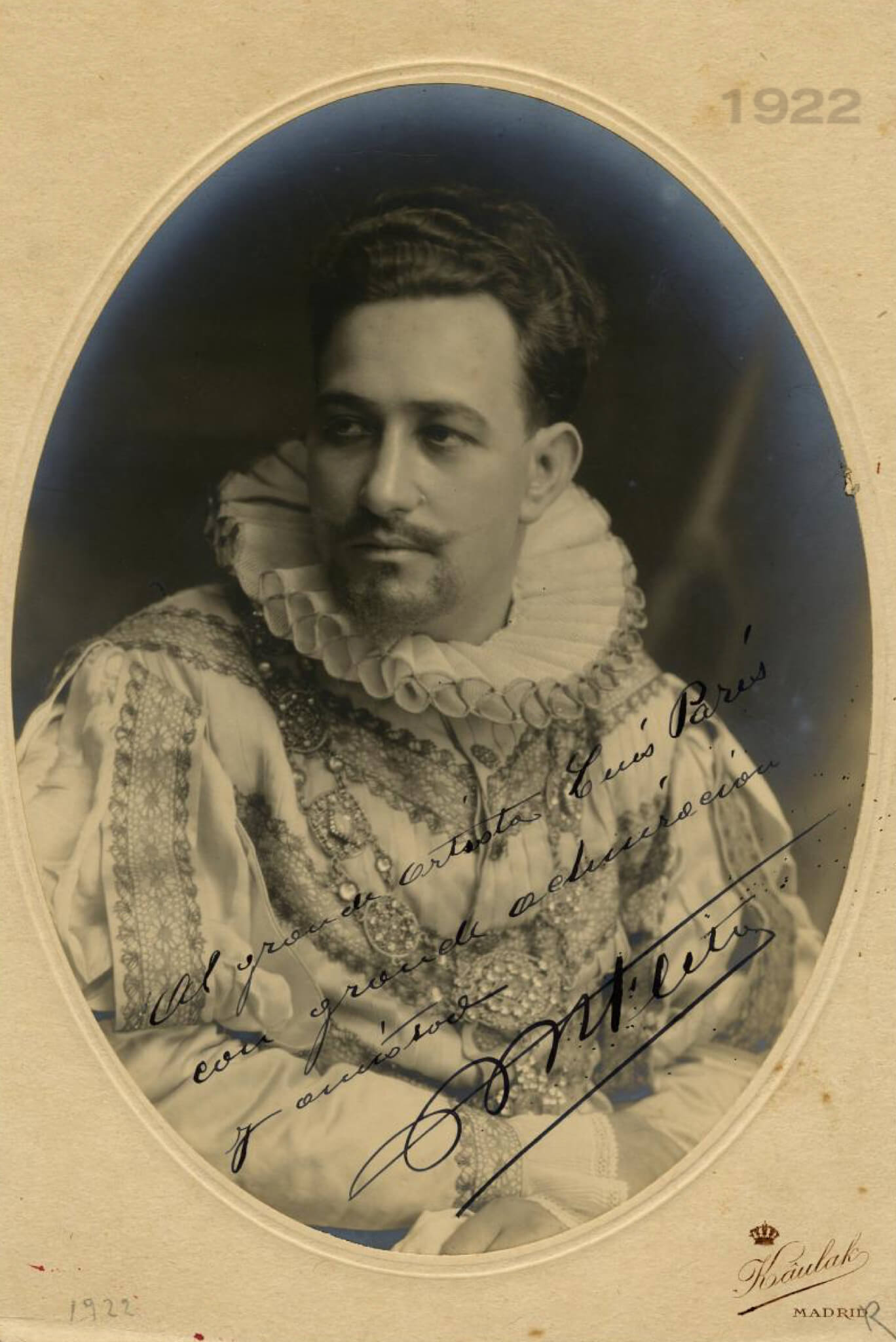 Miguel Fleta, spanish tenor. (Huesca, 1897 - La Coruña 1938). Photo: MAE. Institut del Teatre