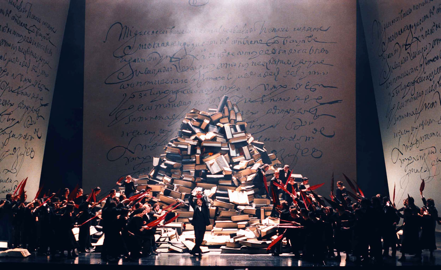Scene of the representation of Don Quixote, an opera with music by Cristóbal Halffter and libretto by Andrés Amorós, performed in 2000.